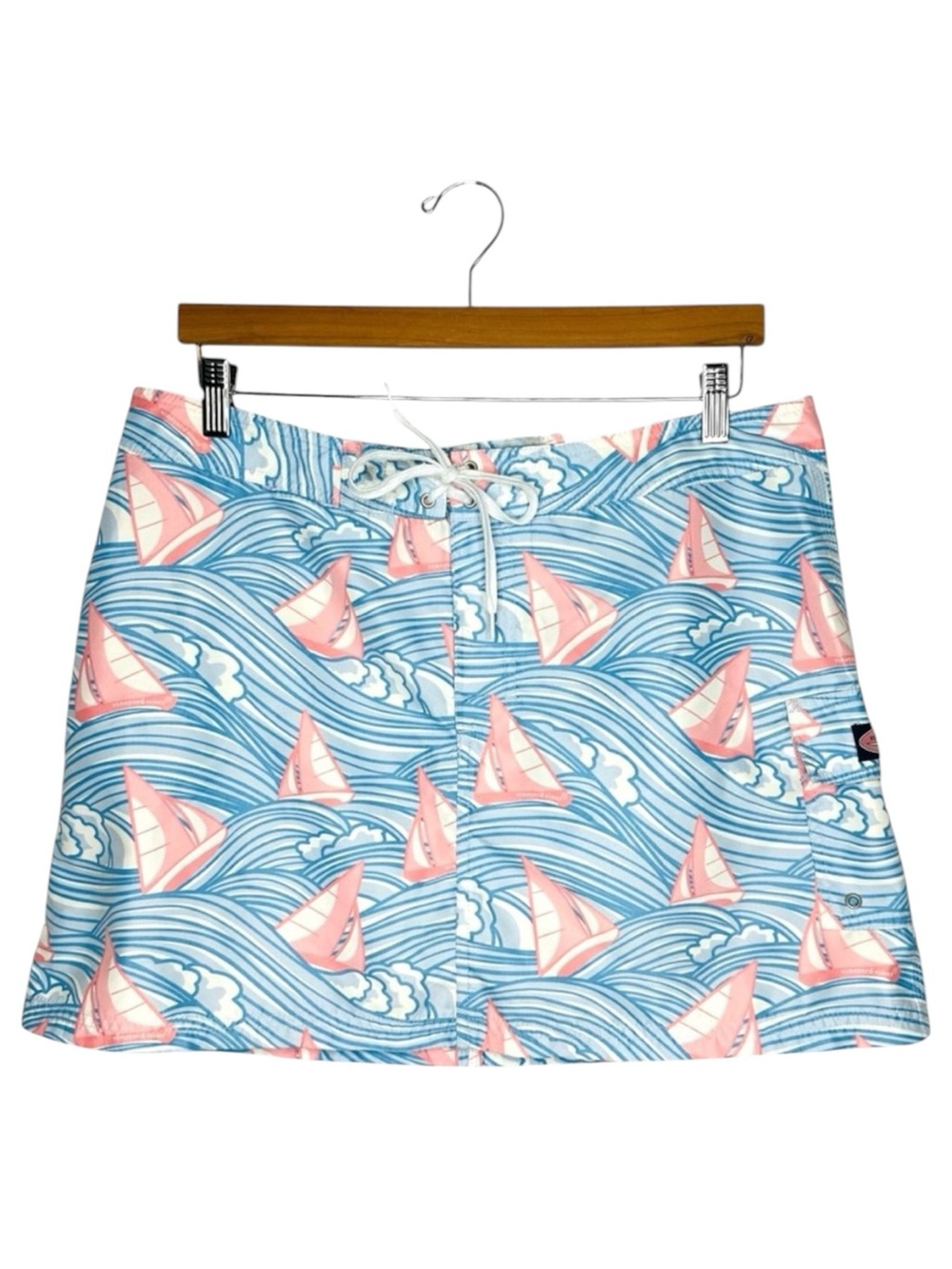 Vineyard Vines Nautical Print Skirt Size 12 Coastal Sailboats Blue Pink White